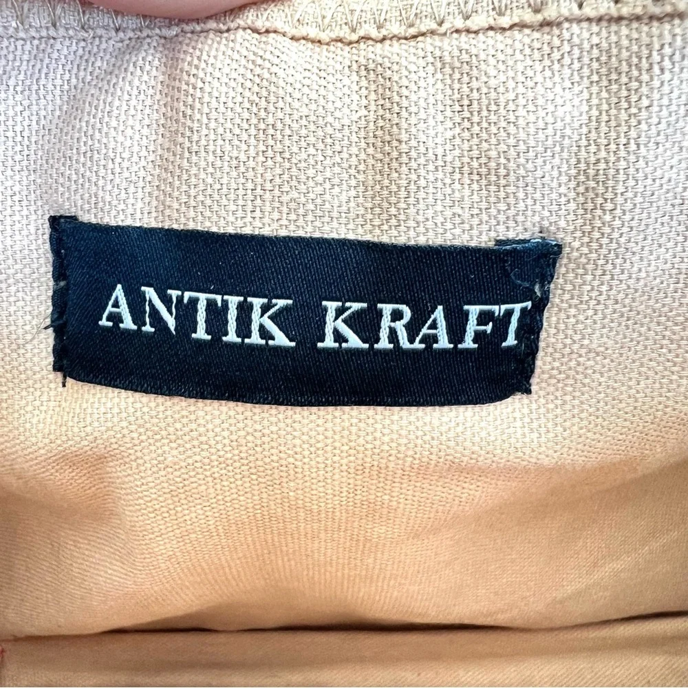 ANTIK KRAFT Beige Woven Jute Raffia Multicolor Braided Strip Fabrics Clutch NWT
